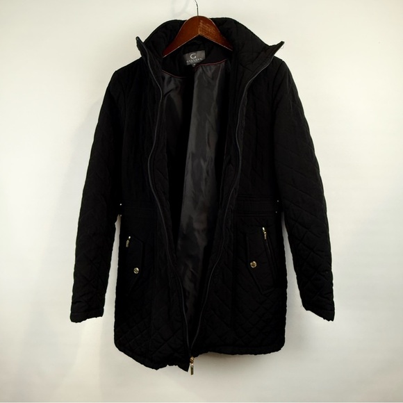 Gallery Black Quilted Mid-Length Coat – Gold Hardware – Women’s Size Medium - Picture 2 of 7